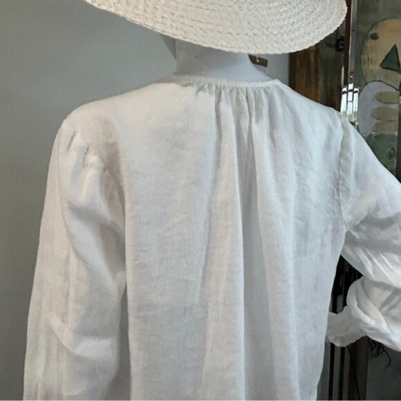 Anthropologies Cloth  Stone 100 Linen Long Sleeve Top - Picture 7 of 11